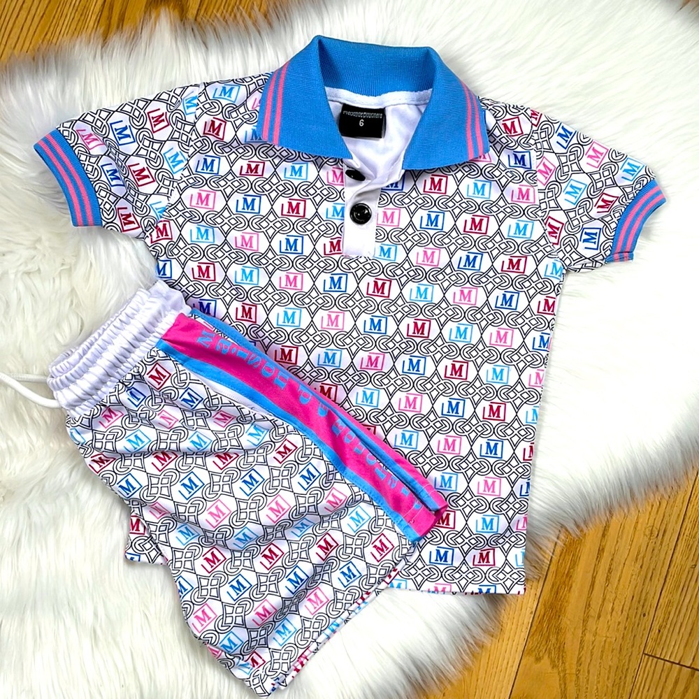 MDM Bouchard’s kids logo short and polo set Size 6‎ unisex